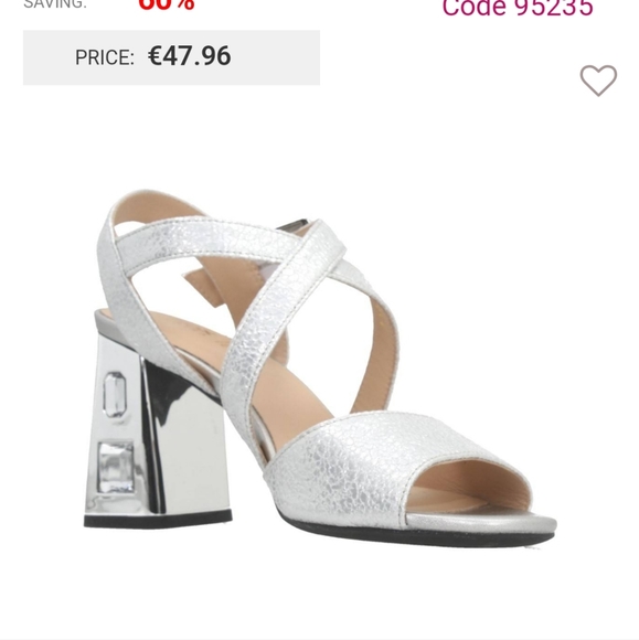 Geox Metallic Silver Rhinestone Jeweled Block Ankle Strap Heels NWT - Picture 14 of 16